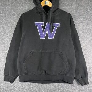 Nike University of Washington Huskies Hoodie Mens Medium Black Excellent W Logo